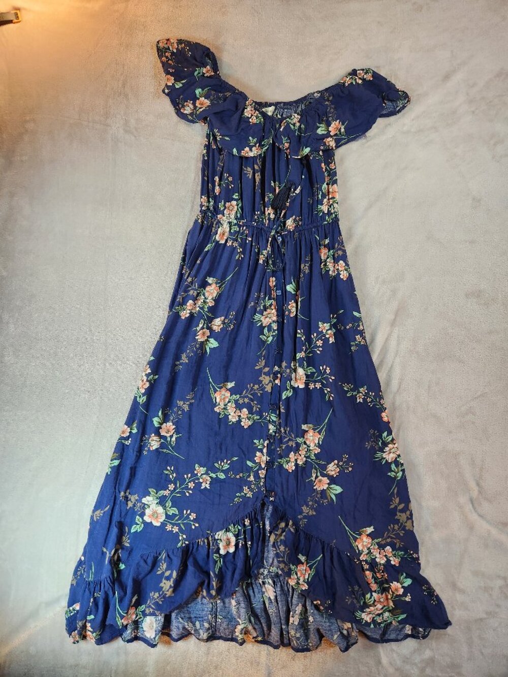 Blue Floral Off Shoulder Band of Gypsies Dress Women's M